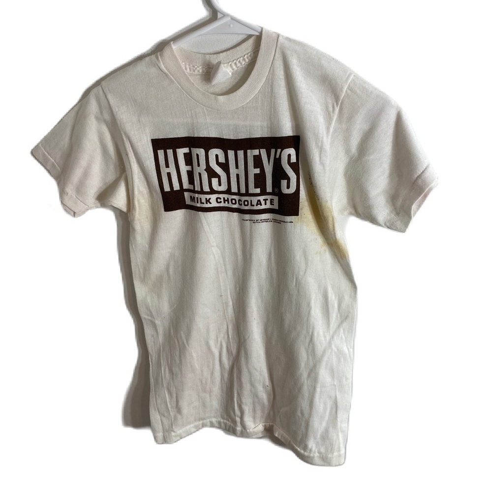 Vintage Hershey’s Milk Chocolate T-shirt Small Kids White Brown 1980s